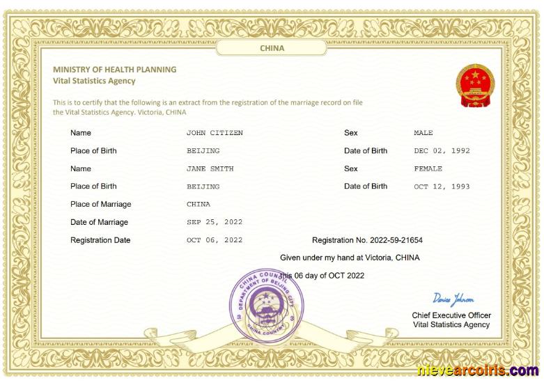China marriage certificate